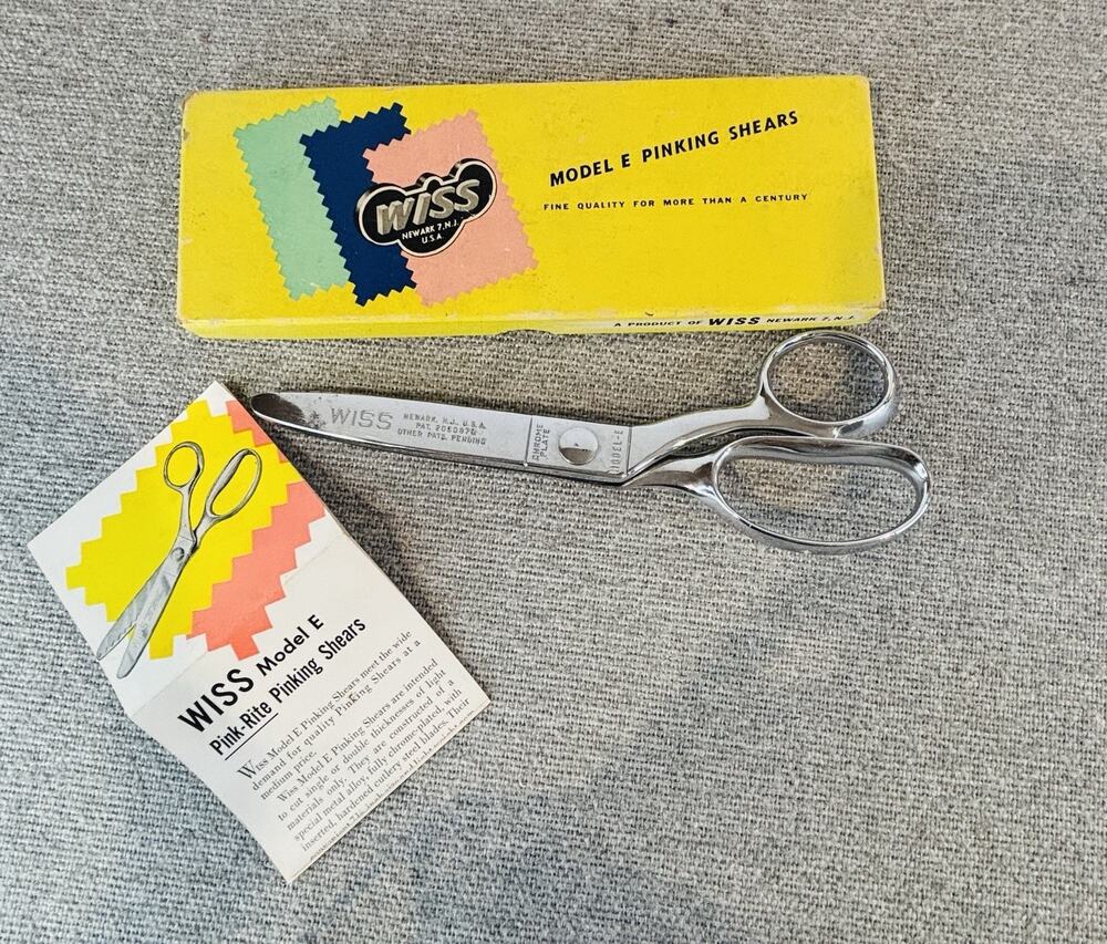 Vintage WISS Model E Pink-Rite Pinking Shears Box Paperwork USA Sewing